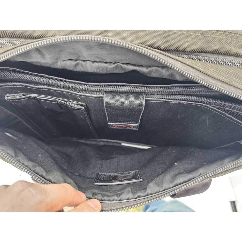 TUMI Dark Brown Nylon Expandable Briefcase Messenger‎ w Laptop Insert